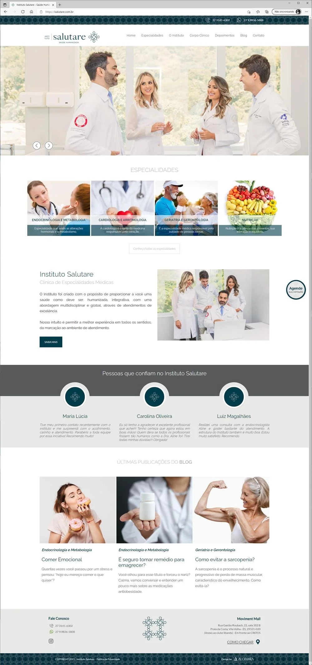 Projetos de Criar site: Design da homepage do Instituto Salutare desenvolvido pela Aldabra