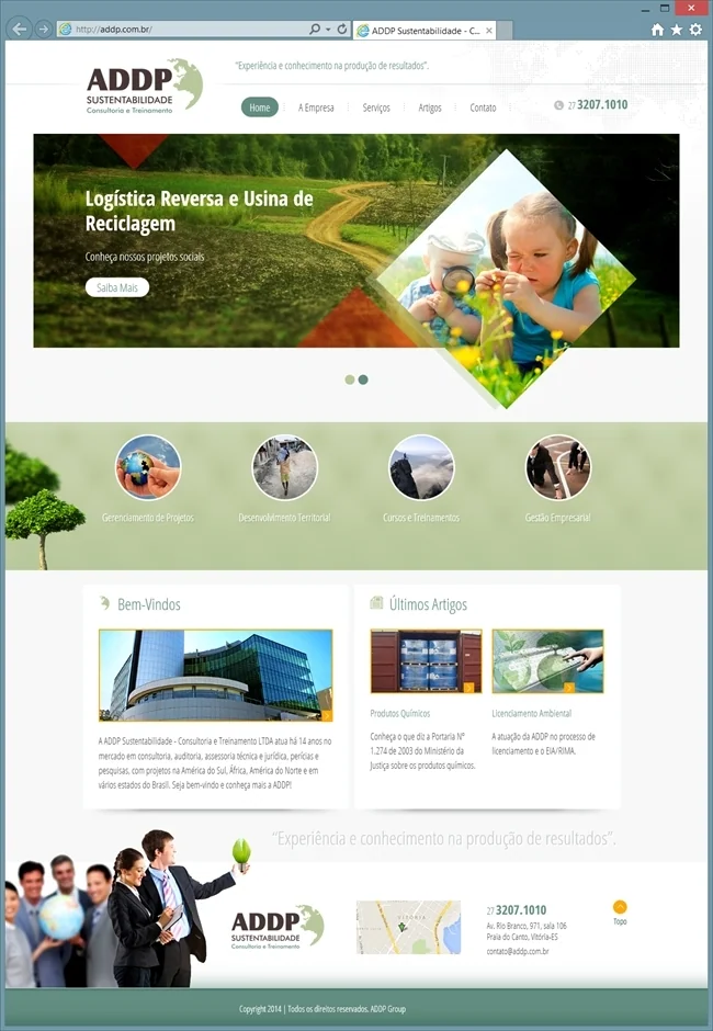 Projetos de Criar site: Página inicial do site ADDP