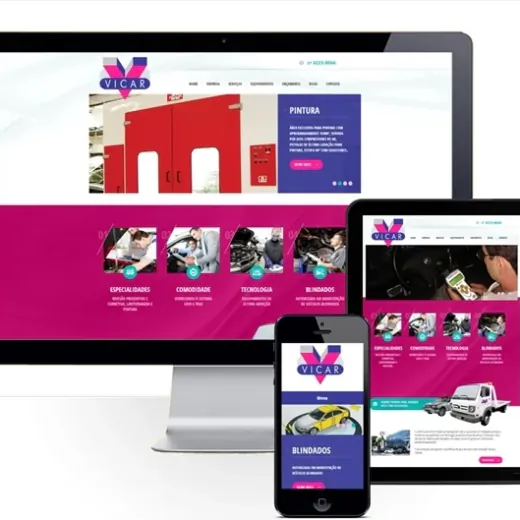 Layout responsivo do projeto de criação de sites: Layout responsivo do site da Vicar