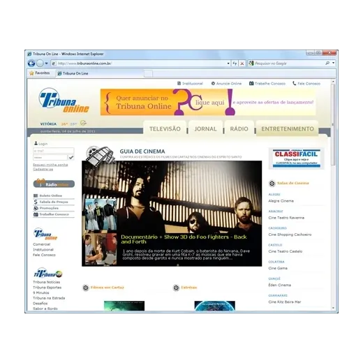 Layout responsivo do projeto de criação de sites: Página de entretenimento - Cinema