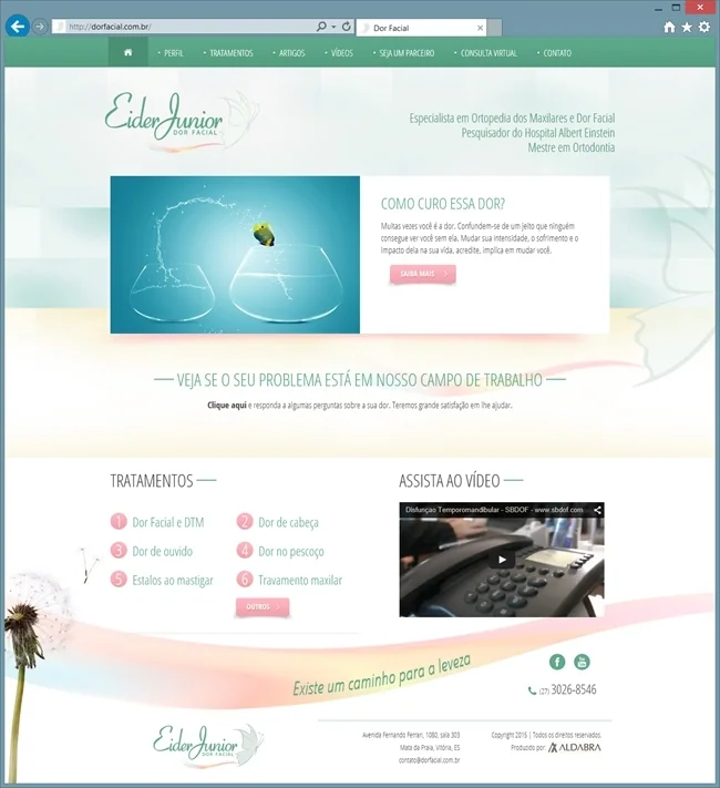Projetos de Criar site: Página inicial do site Dor Facial