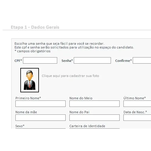 Layout responsivo do projeto de criação de sites: Cadastro de currículos - Dados gerais