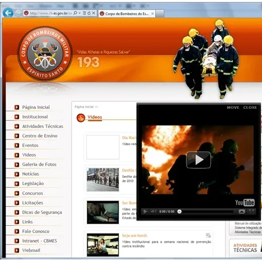 Layout responsivo do projeto de criação de sites: Página destinada a Galeria de Vídeos