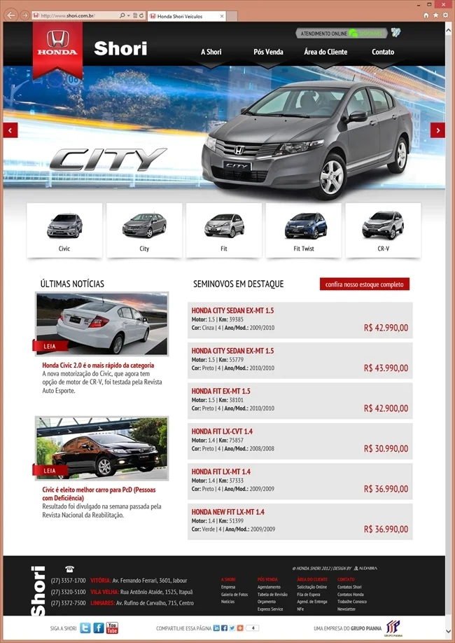 Projetos de Criar site: Página inicial explorando as imagens dos carros