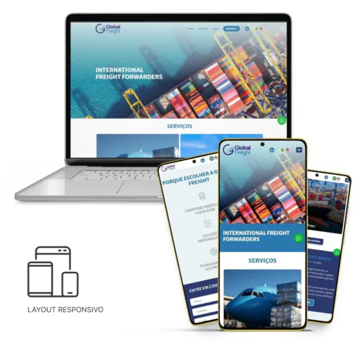 Layout responsivo do projeto de criação de sites: Layout responsivo do site da Global Freight Brasil