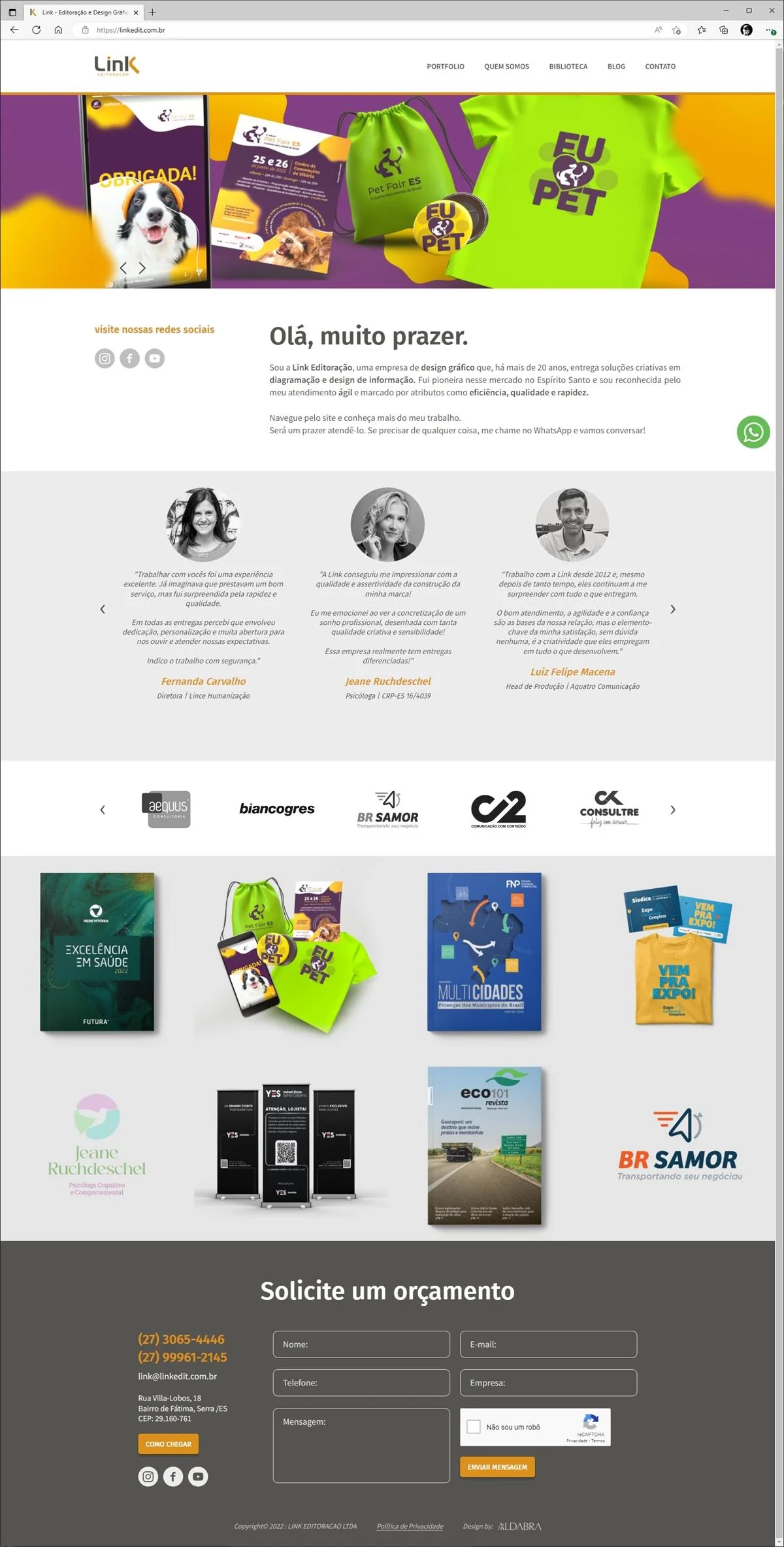 Projetos de Criar site: Layout criado para a página inicial do site da Link Editoração