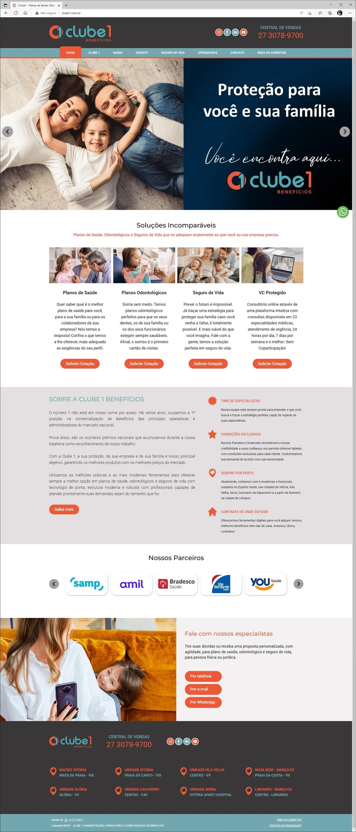 Projetos de Criar site: Layout do site criado para a empresa Clube 1 Benefícios