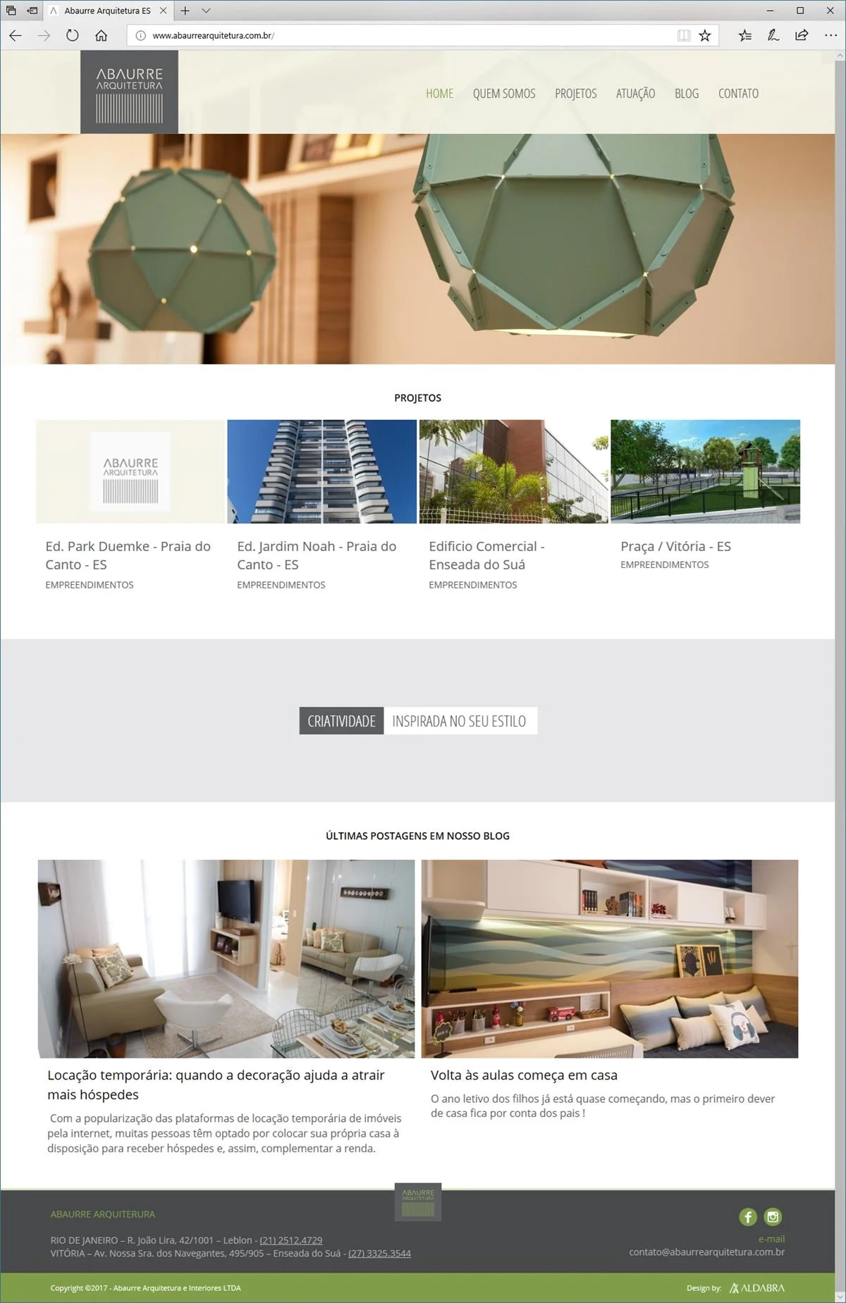 Projetos de Criar site: Layout site página home - Abaurre Arquitetura
