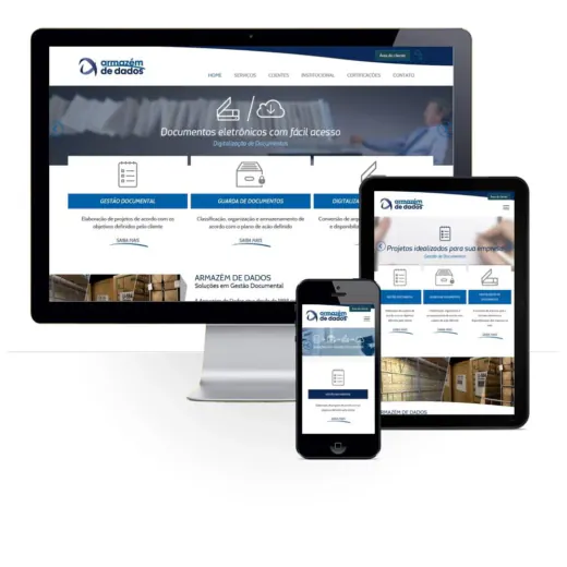 Layout responsivo do projeto de criação de sites: Layout responsivo site Armazém de Dados