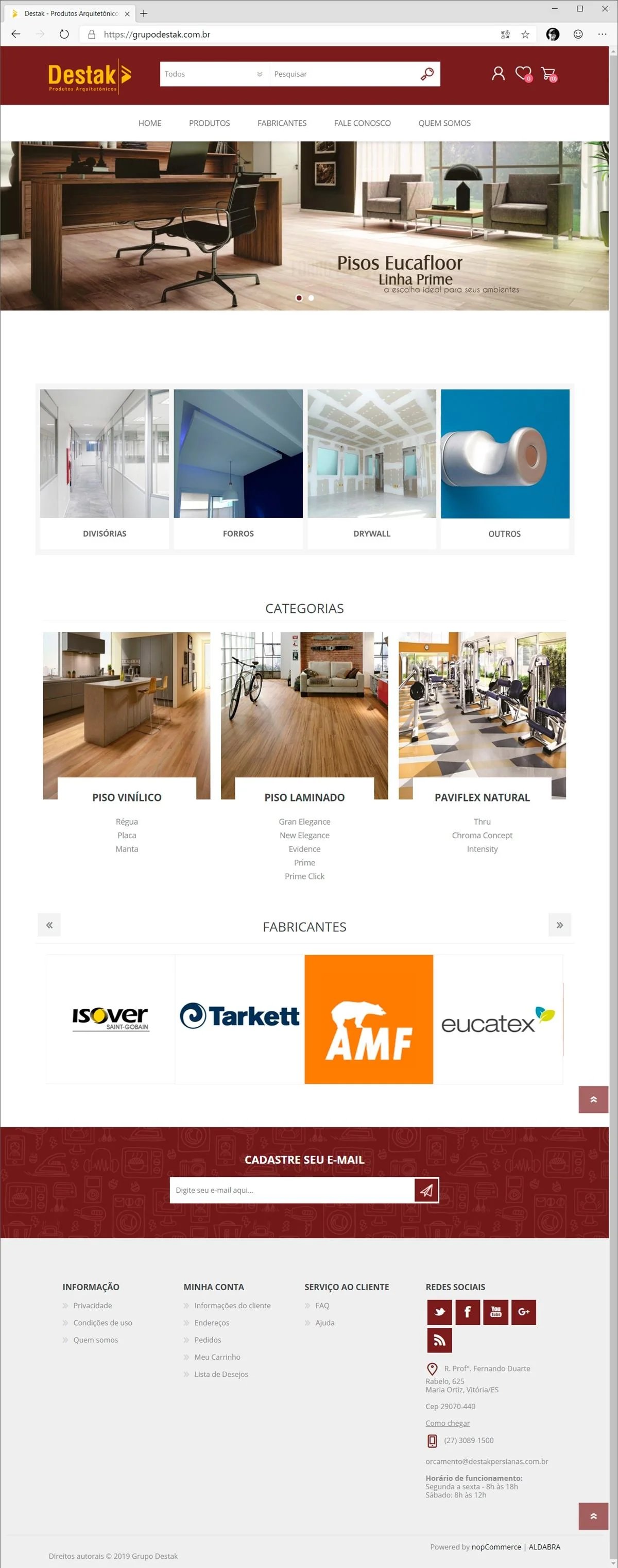 Projetos de Criar e-commerce: Layout da home do projeto de e-commerce do Grupo Destak
