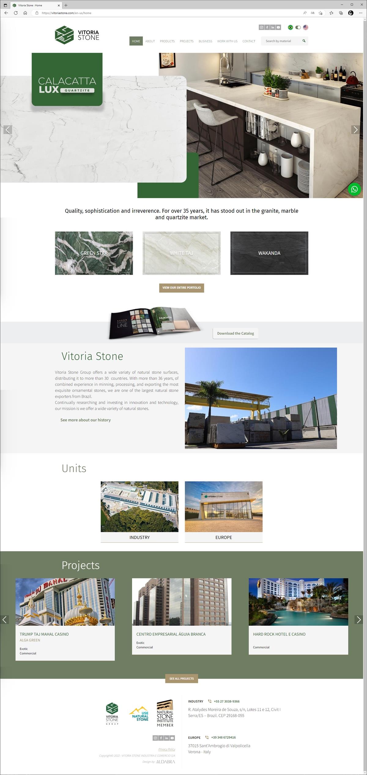Projetos de Website-development: Homepage layout for Vitória Stone
