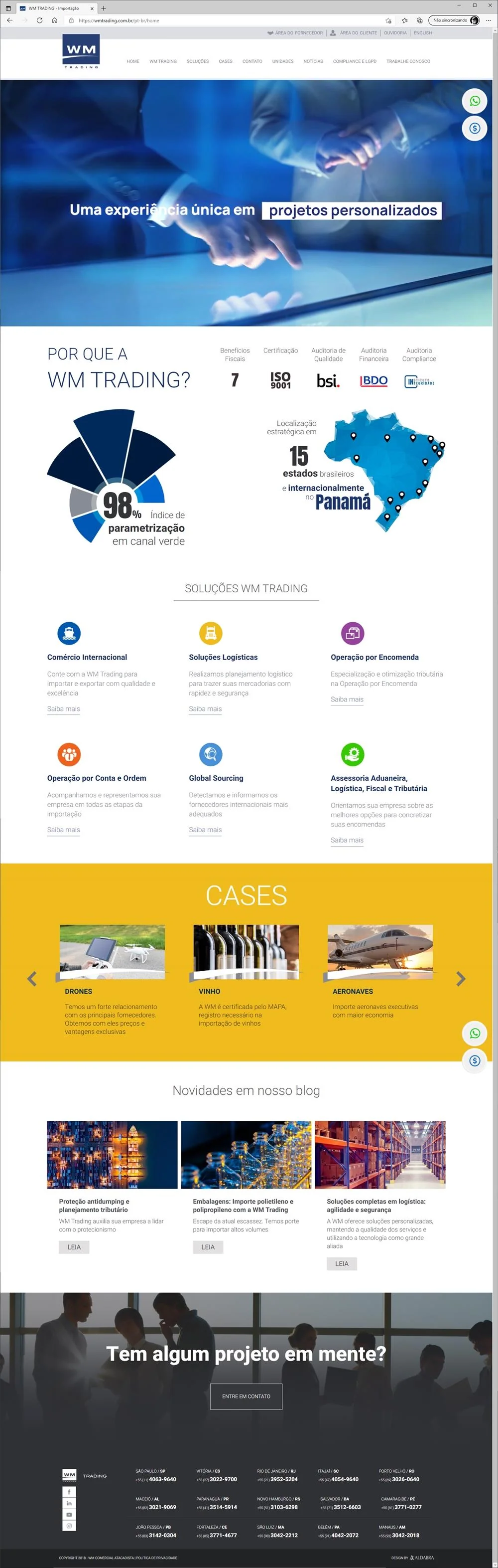 Projetos de Criar site: Layout da homepage do site criado para a WM Trading